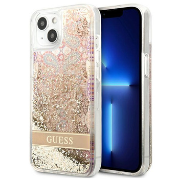Guess Liquid Glitter Paisley - Etui iPhone 13 (złoty)