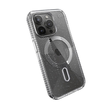 Speck Presidio Lux Grip ClickLock & Magsafe - Etui iPhone 15 Pro (Clear / Chrome Finish / Serene Silver)