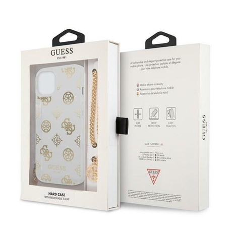 Guess Peony Chain Handle - Etui iPhone 13 (złoty)