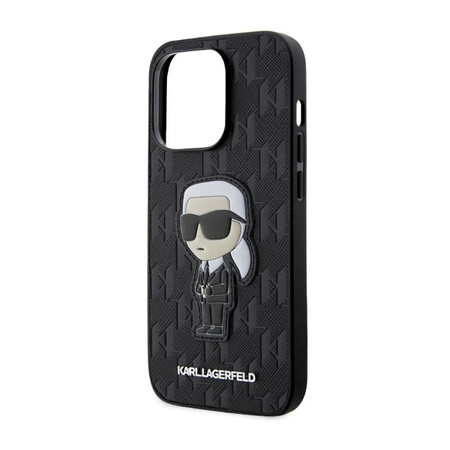 Karl Lagerfeld Saffiano Monogram NFT Ikonik - Etui iPhone 14 Pro Max (Czarny)