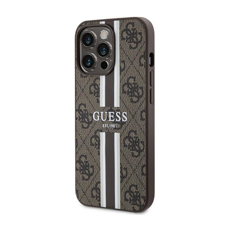 Guess 4G Printed Stripes MagSafe - Etui iPhone 13 Pro (Brązowy)
