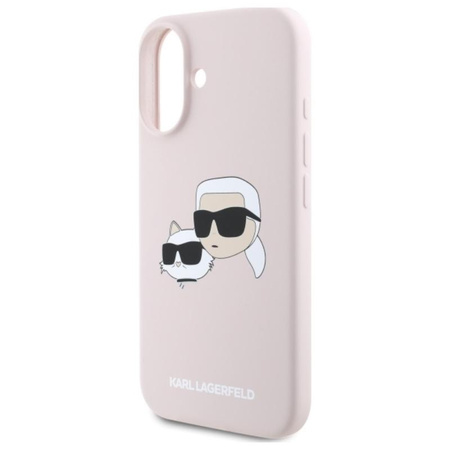Karl Lagerfeld Silicone Double Heads Print MagSafe - Etui iPhone 16 (różowy)