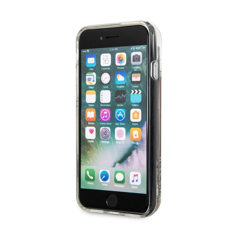 Guess Liquid Glitter Hearts - Etui iPhone SE 2020 / 8 / 7 (złoty/czerwony)