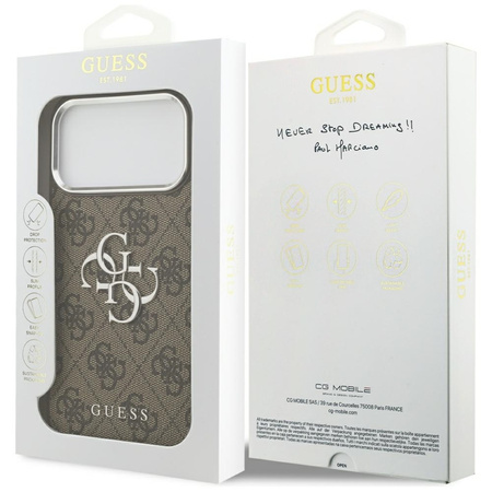 Guess 4G Big 4G Classic Logo - Etui iPhone 17 Pro Max (brązowy / srebrny)