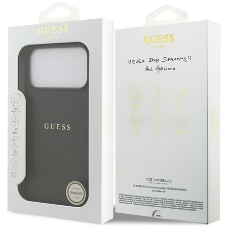 Guess Grained Ring MagSafe - Etui iPhone 17 Pro Max (czarny)