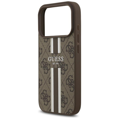Guess 4G Printed Stripes MagSafe - Etui iPhone 17 Pro (brązowy)