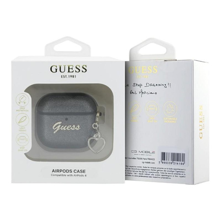 Guess Metallic Script Charm - Etui AirPods 4 (czarny)