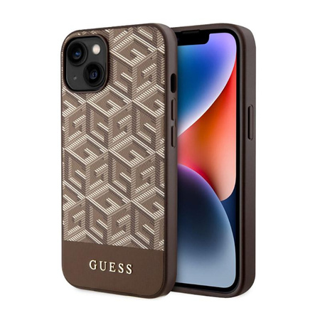 Guess GCube Stripes MagSafe - Etui iPhone 14 Plus (Brązowy)