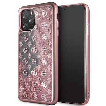 Guess 4G Peony Liquid Glitter - Etui iPhone 11 Pro Max (różowy)
