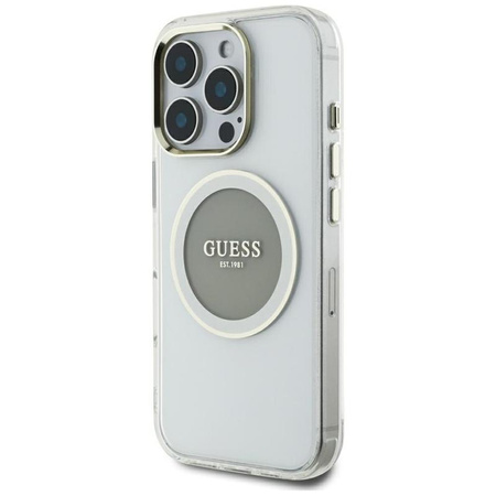 Guess IML Metal Colored Circle Classic Logo MagSafe - Etui do iPhone 16 Pro Max (szary)