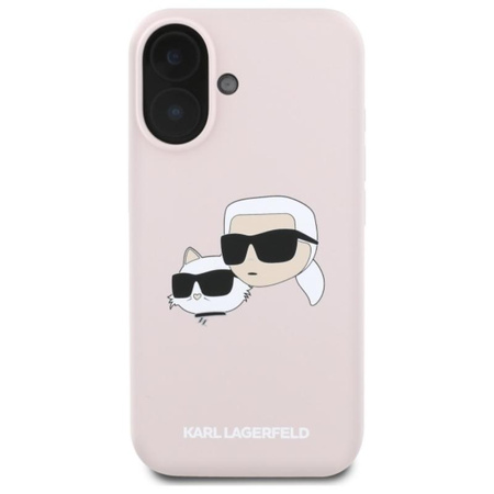 Karl Lagerfeld Silicone Double Heads Print MagSafe - Etui iPhone 16 (różowy)