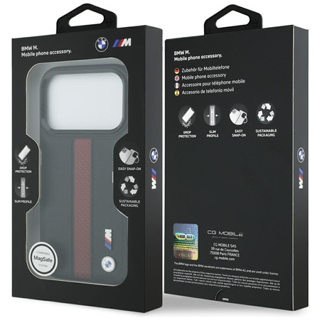 BMW M Perforated Stripe Logo MagSafe - Etui iPhone 17 Pro (czerwony)