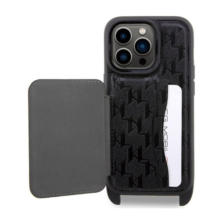 Karl Lagerfeld Crossbody NFT Saffiano Monogram Choupette - Etui iPhone 14 Pro (Czarny)