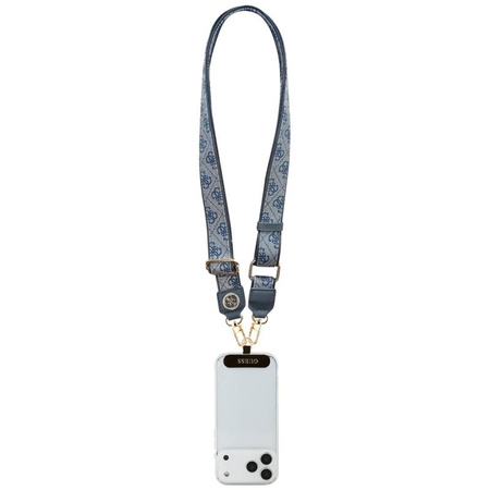 Guess Universal Crossbody Strap 4G Tether Patch Strass Metal Logo - Uniwersalny pasek / smycz do telefonu (niebieski)