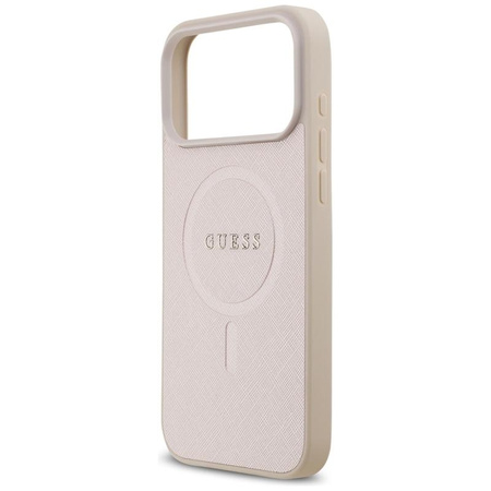 Guess Saffiano Classic Logo MagSafe - Etui iPhone 17 Pro Max (różowy)