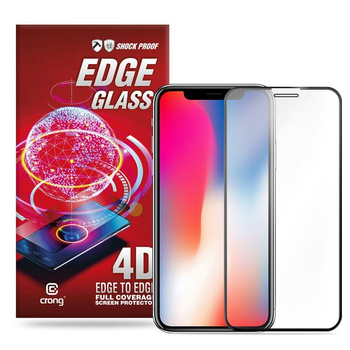 Crong Edge Glass 4D Full Glue - Szkło hartowane na cały ekran iPhone 11 Pro / iPhone Xs / X