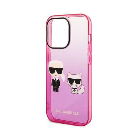 Karl Lagerfeld Gradient Ikonik Karl & Choupette - Etui iPhone 14 Pro Max (różowy)
