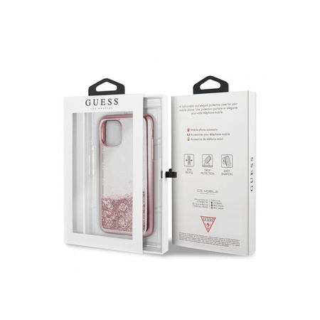 Guess 4G Peony Liquid Glitter - Etui iPhone 11 Pro (różowy)