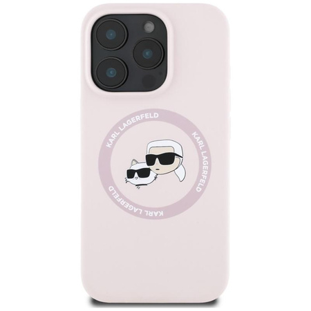 Karl Lagerfeld Silicone Double Heads And Circle MagSafe - Etui do iPhone 16 Pro (różowy)
