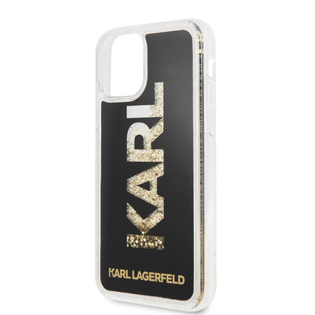 Karl Lagerfeld Logo Karl Liquid Glitter - Etui iPhone 11 (Black/Gold Glitter)