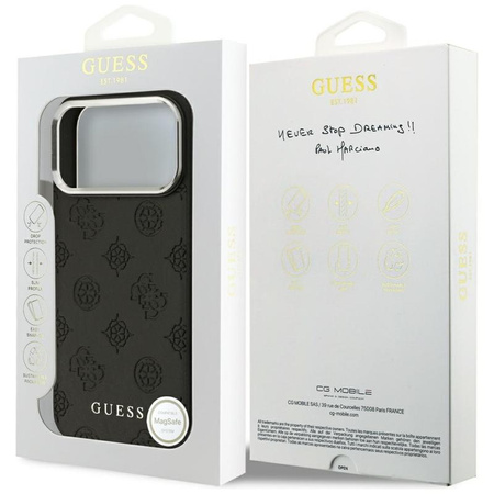 Guess Peony Hot Stamp Script MagSafe - Etui iPhone 17 Pro Max (czarny)
