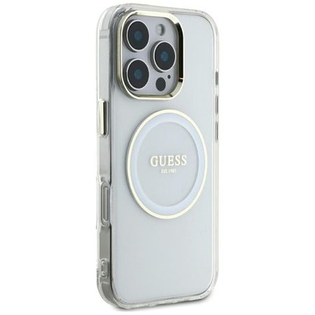 Guess IML Metal Colored Circle Classic Logo MagSafe - Etui do iPhone 16 Pro Max (biały)