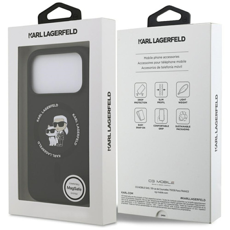 Karl Lagerfeld Silicone Karl & Choupette Ring MagSafe - Etui iPhone 17 Pro Max (czarny)