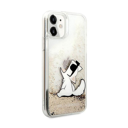 Karl Lagerfeld Liquid Glitter Choupette Fun - Etui iPhone 11 (złoty)