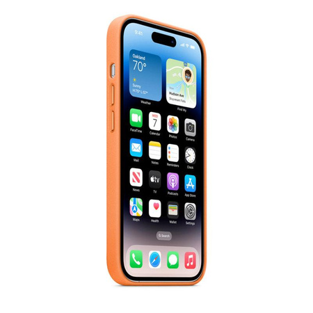 Apple Leather Case - Skórzane etui z MagSafe do iPhone 14 Pro (pomarańczowy)