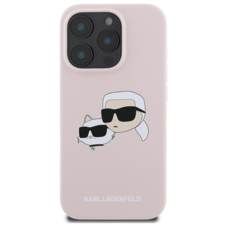 Karl Lagerfeld Silicone Double Heads Print MagSafe - Etui iPhone 16 Pro (różowy)