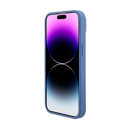 Guess Leather 4G Triangle Strass - Etui iPhone 15 (niebieski)