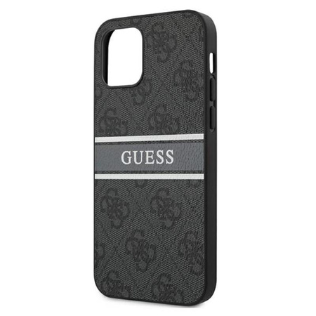 Guess 4G Printed Stripe - Etui iPhone 12 / iPhone 12 Pro (szary)