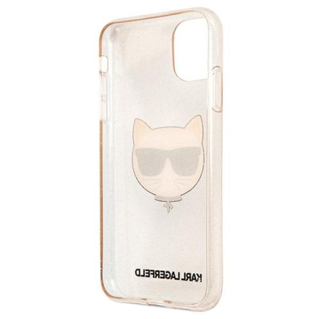 Karl Lagerfeld Choupette Head Glitter - Etui iPhone 11 (złoty)