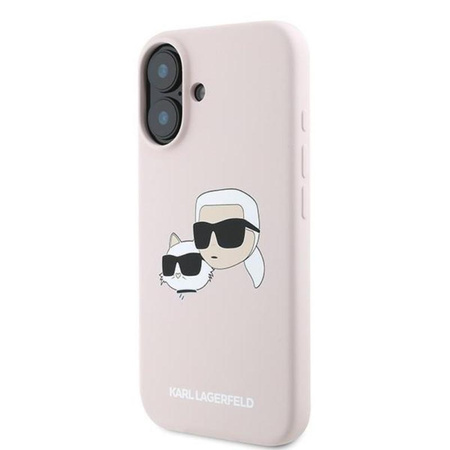 Karl Lagerfeld Silicone Double Heads Print MagSafe - Etui iPhone 16 Plus (różowy)