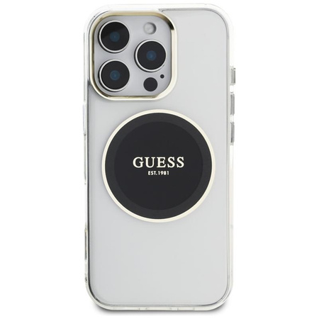 Guess IML Metal Colored Circle Classic Logo MagSafe - Etui do iPhone 16 Pro (czarny)