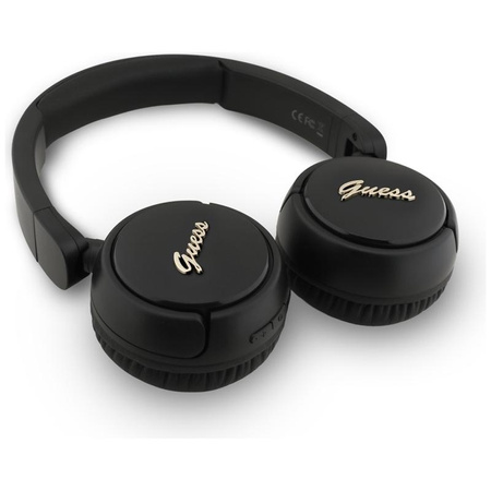 Guess Metal Logo Script - Bezprzewodowe słuchawki nauszne Bluetooth V5.3 (czarny)