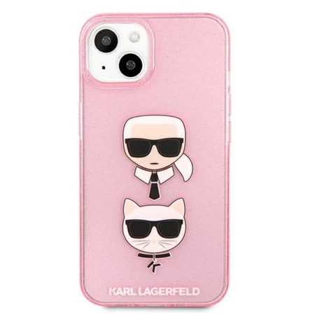 Karl Lagerfeld Glitter Karl & Choupette Head - Etui iPhone 13 mini (różowy)