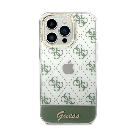 Guess 4G Stripe Script Logo Electroplated Pattern – Etui iPhone 14 Pro (khaki)