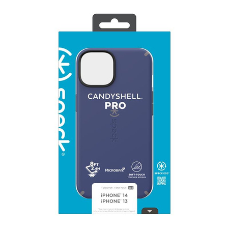 Speck CandyShell Pro - Etui iPhone 14 / iPhone 13 z powłoką MICROBAN (Prussian Blue / Cloudy Grey)