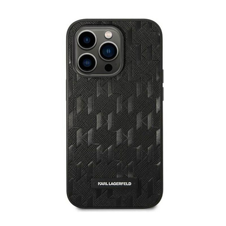 Karl Lagerfeld Saffiano Mono Metal Logo - Etui iPhone 14 Pro (czarny)