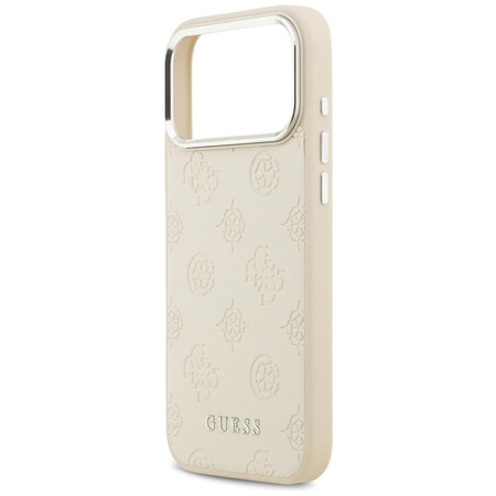 Guess Peony Hot Stamp Script MagSafe - Etui iPhone 17 Pro Max (beżowy)