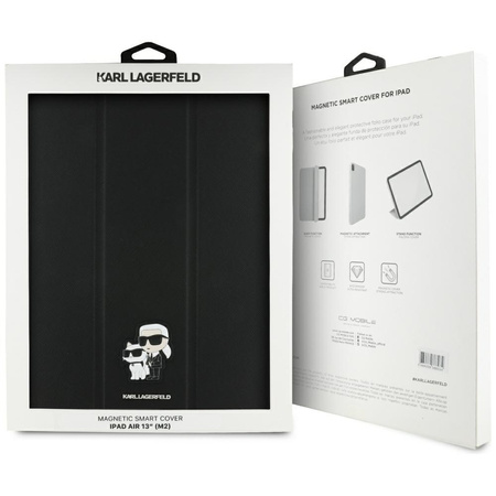 Karl Lagerfeld Book Cover Saffiano Magnetic Karl & Choupette - Etui iPad Air 13” M3 (2025) / iPad Air 13” M2 (2024) (czarny)