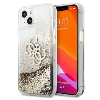Guess Liquid Glitter 4G Big Logo - Etui iPhone 13 (złoty)