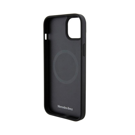 Mercedes Crossed Lines Pattern Leather MagSafe - Etui iPhone 15 (czarny)
