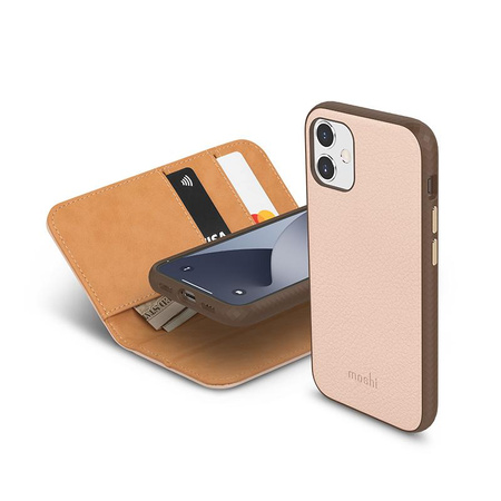 Moshi Overture - Etui 3w1 iPhone 12 Mini z kieszeniami na karty + stand up (system SnapTo) (Luna Pink)