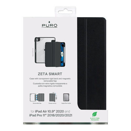 PURO Zeta Smart - Etui iPad Pro 11" (2022 / 2021 / 2020 / 2018) / iPad Air 10.9" (2022 / 2020) removable magnetic flap + uchwyt Apple Pencil (czarny)