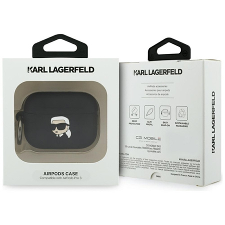 Karl Lagerfeld Silicone Karl Head 3D - Etui AirPods Pro 3 (czarny)