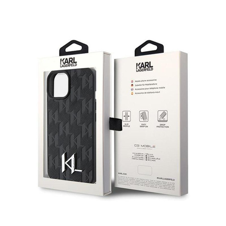 Karl Lagerfeld Leather Monogram Hot Stamp Metal Logo - Etui iPhone 15 (czarny)