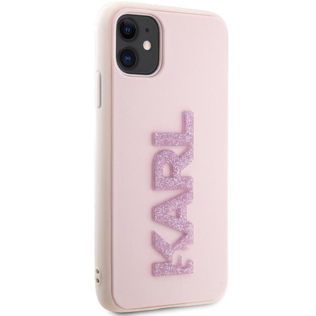 Karl Lagerfeld 3D Rubber Glitter Logo - Etui iPhone 11 (Różowy)