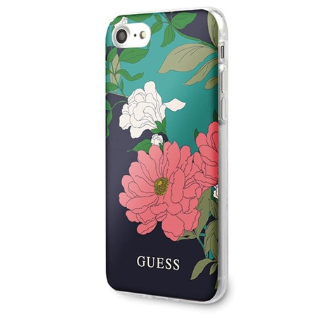 Guess Flower Shiny Collection N1 - Etui iPhone SE 2020 / 8 / 7 (Black)